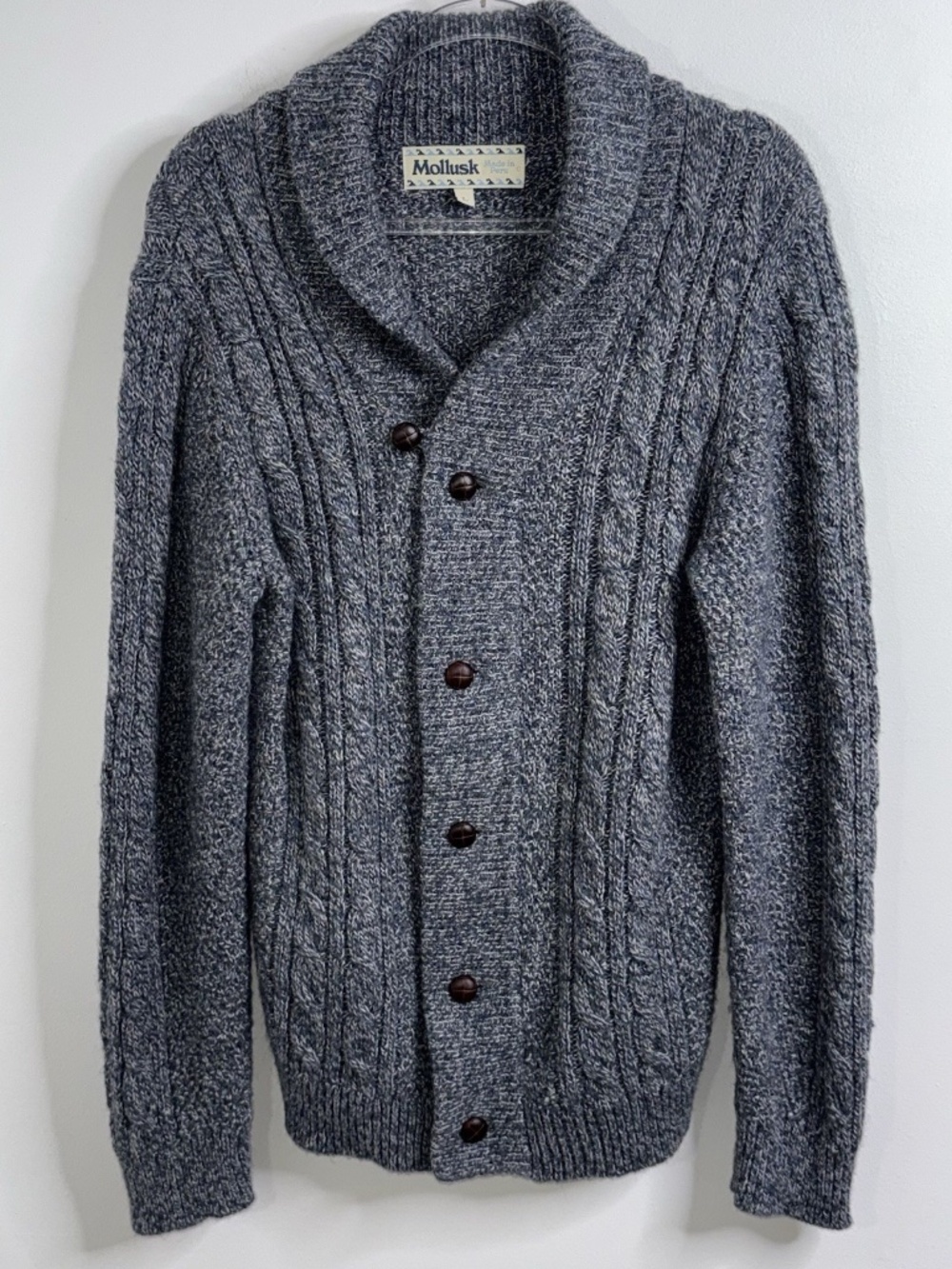 Mollusk Surf Shop Sweater Men L Alpaca Blend Shawl Collar Cable Knit Cardigan